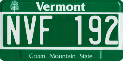 VT license plate NVF192