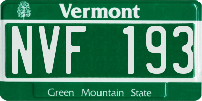 VT license plate NVF193