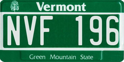 VT license plate NVF196