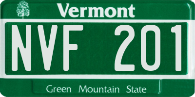 VT license plate NVF201