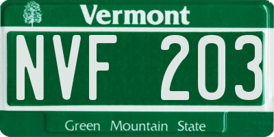 VT license plate NVF203