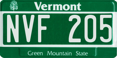 VT license plate NVF205
