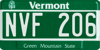 VT license plate NVF206