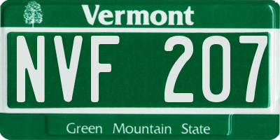 VT license plate NVF207