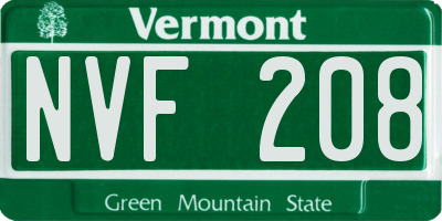 VT license plate NVF208
