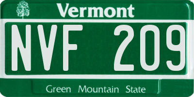 VT license plate NVF209