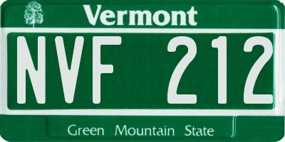 VT license plate NVF212
