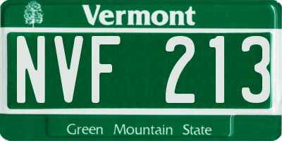 VT license plate NVF213