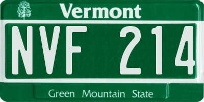 VT license plate NVF214