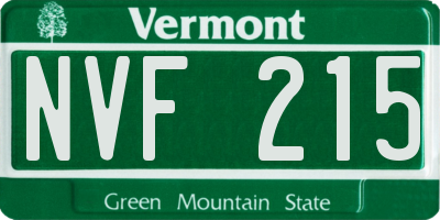 VT license plate NVF215