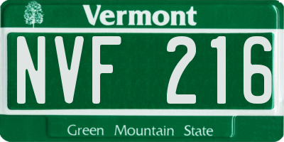 VT license plate NVF216