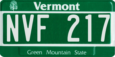 VT license plate NVF217