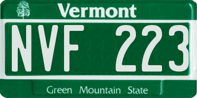 VT license plate NVF223