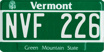 VT license plate NVF226