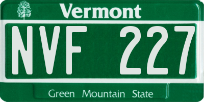 VT license plate NVF227