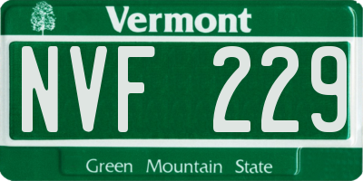 VT license plate NVF229