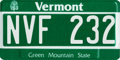 VT license plate NVF232