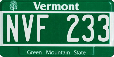 VT license plate NVF233