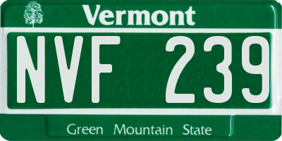 VT license plate NVF239
