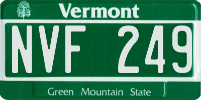 VT license plate NVF249