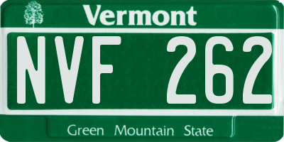 VT license plate NVF262