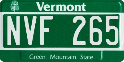 VT license plate NVF265
