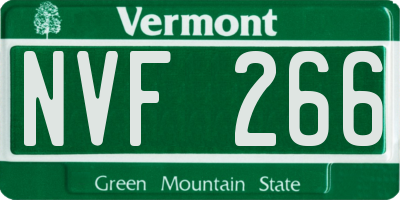 VT license plate NVF266