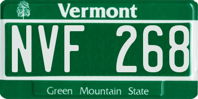 VT license plate NVF268