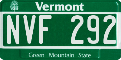 VT license plate NVF292