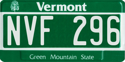 VT license plate NVF296