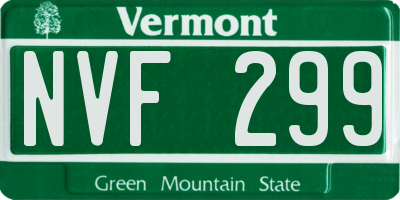 VT license plate NVF299