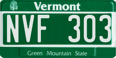 VT license plate NVF303