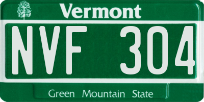 VT license plate NVF304