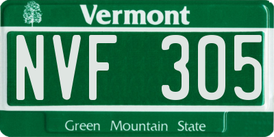 VT license plate NVF305