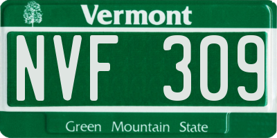 VT license plate NVF309
