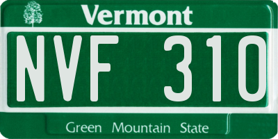 VT license plate NVF310