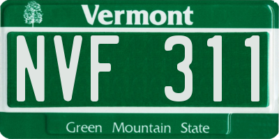 VT license plate NVF311