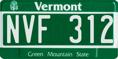 VT license plate NVF312