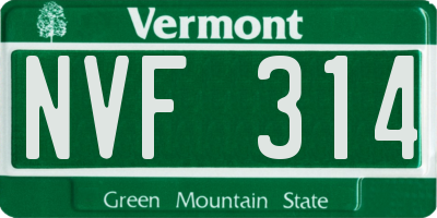 VT license plate NVF314