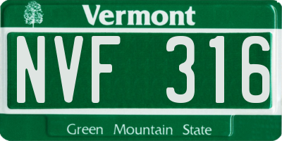VT license plate NVF316