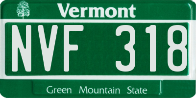 VT license plate NVF318