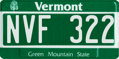 VT license plate NVF322