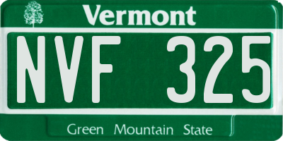 VT license plate NVF325