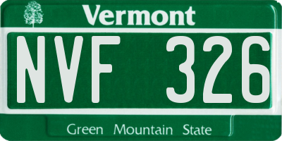 VT license plate NVF326