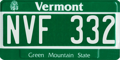 VT license plate NVF332