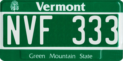 VT license plate NVF333