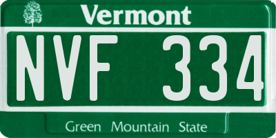 VT license plate NVF334