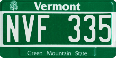VT license plate NVF335