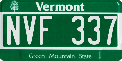 VT license plate NVF337