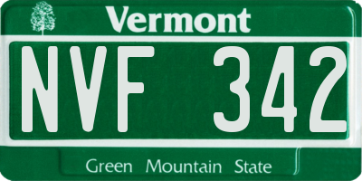 VT license plate NVF342